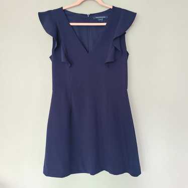 Navy French Connection Whisper Ruffle Dress