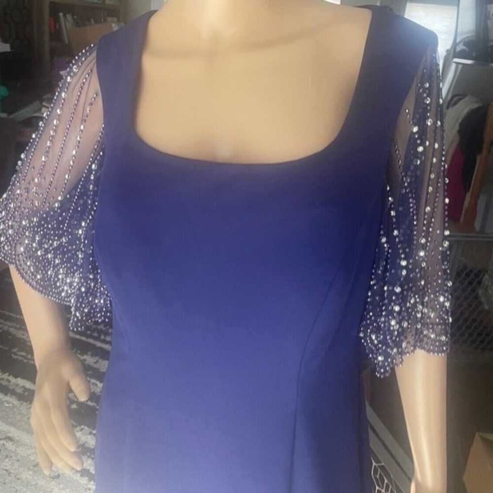 Alex Evenings Gown Size 14 Cobalt Blue Beaded Sle… - image 2