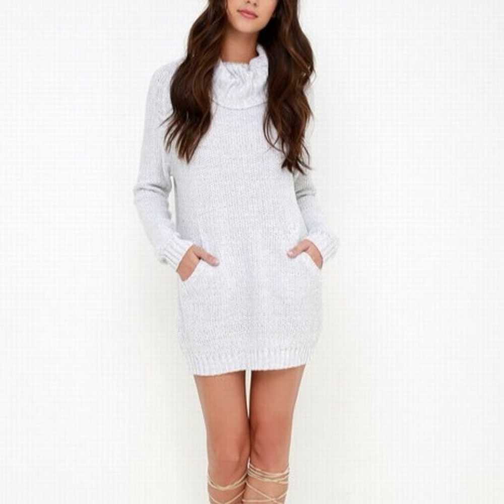 NWOT White Knit Bubble Sweater Mini Dress Pockets - image 8