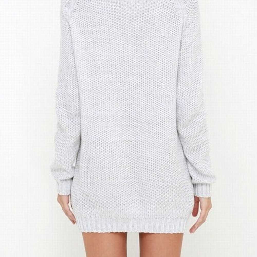 NWOT White Knit Bubble Sweater Mini Dress Pockets - image 9