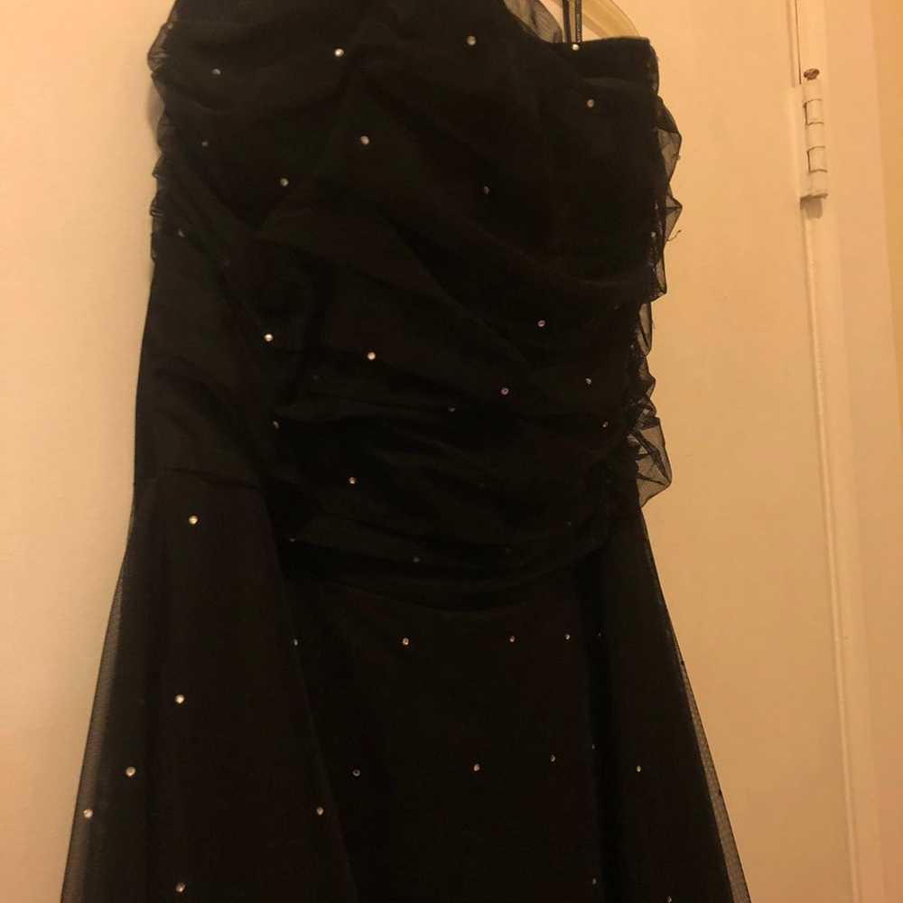 Strapless Rhinestone Black Dress - image 9