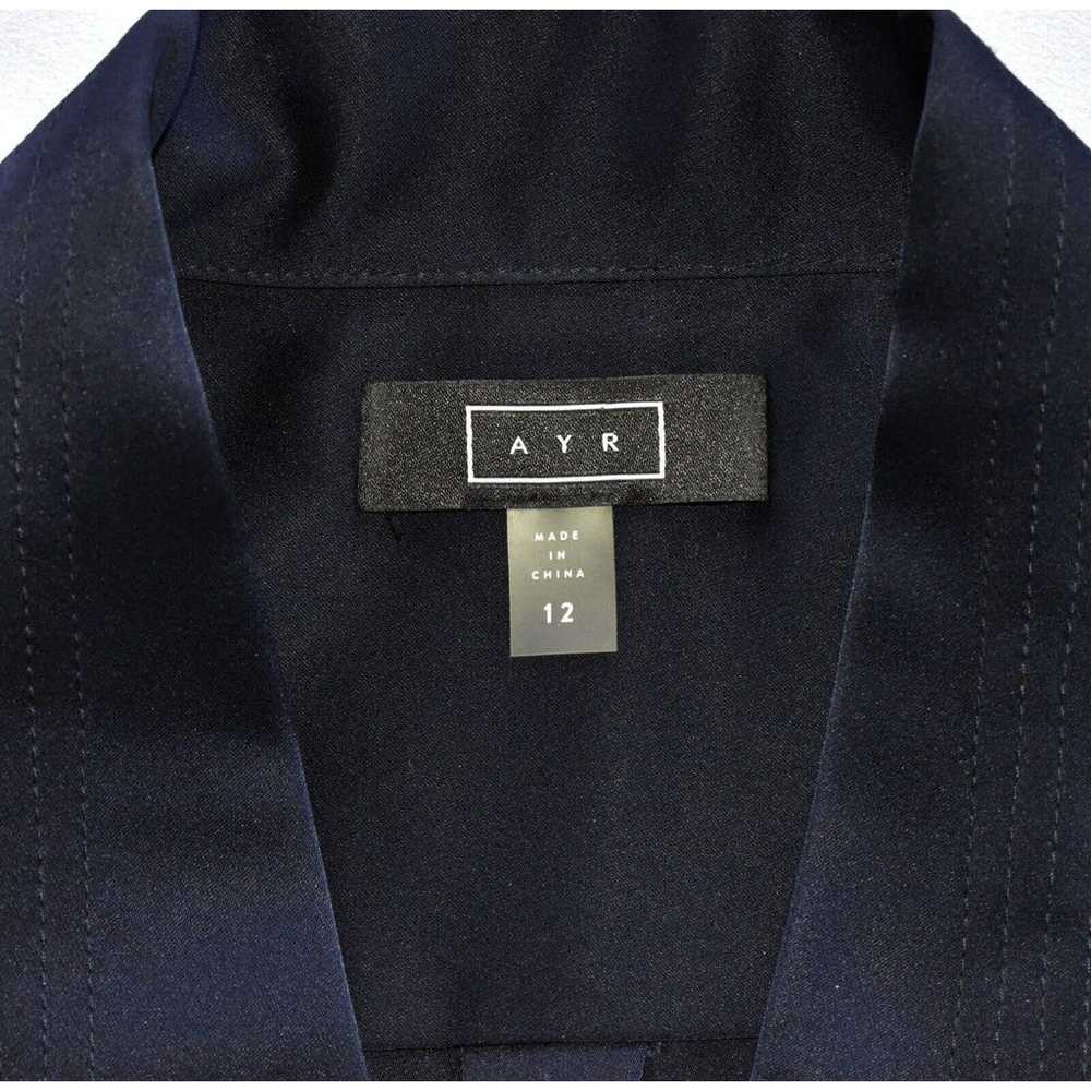 A8 Auth AYR Navy Satin Sleeveless Tie Belted Perc… - image 7