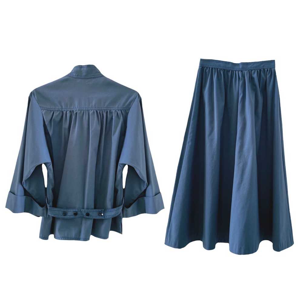 Vintage Jacket & Skirt Set Dusty Blue Shirt Dress… - image 3