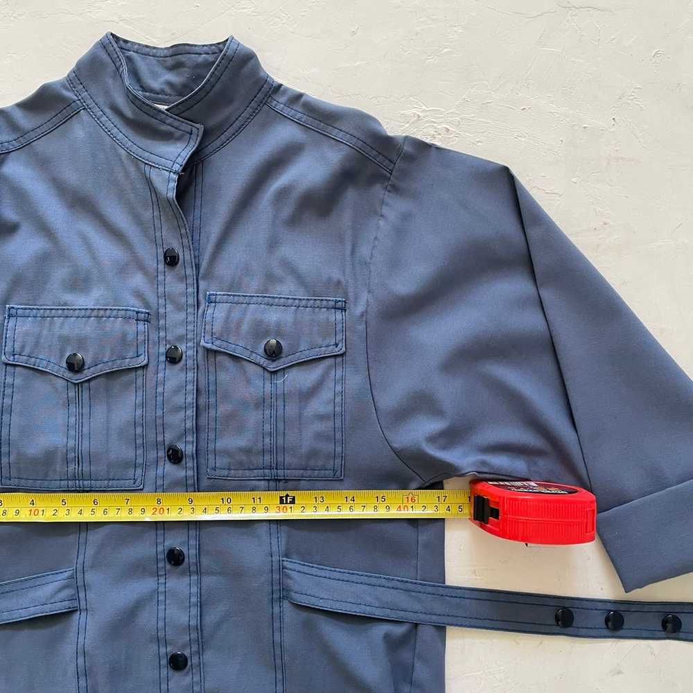 Vintage Jacket & Skirt Set Dusty Blue Shirt Dress… - image 9