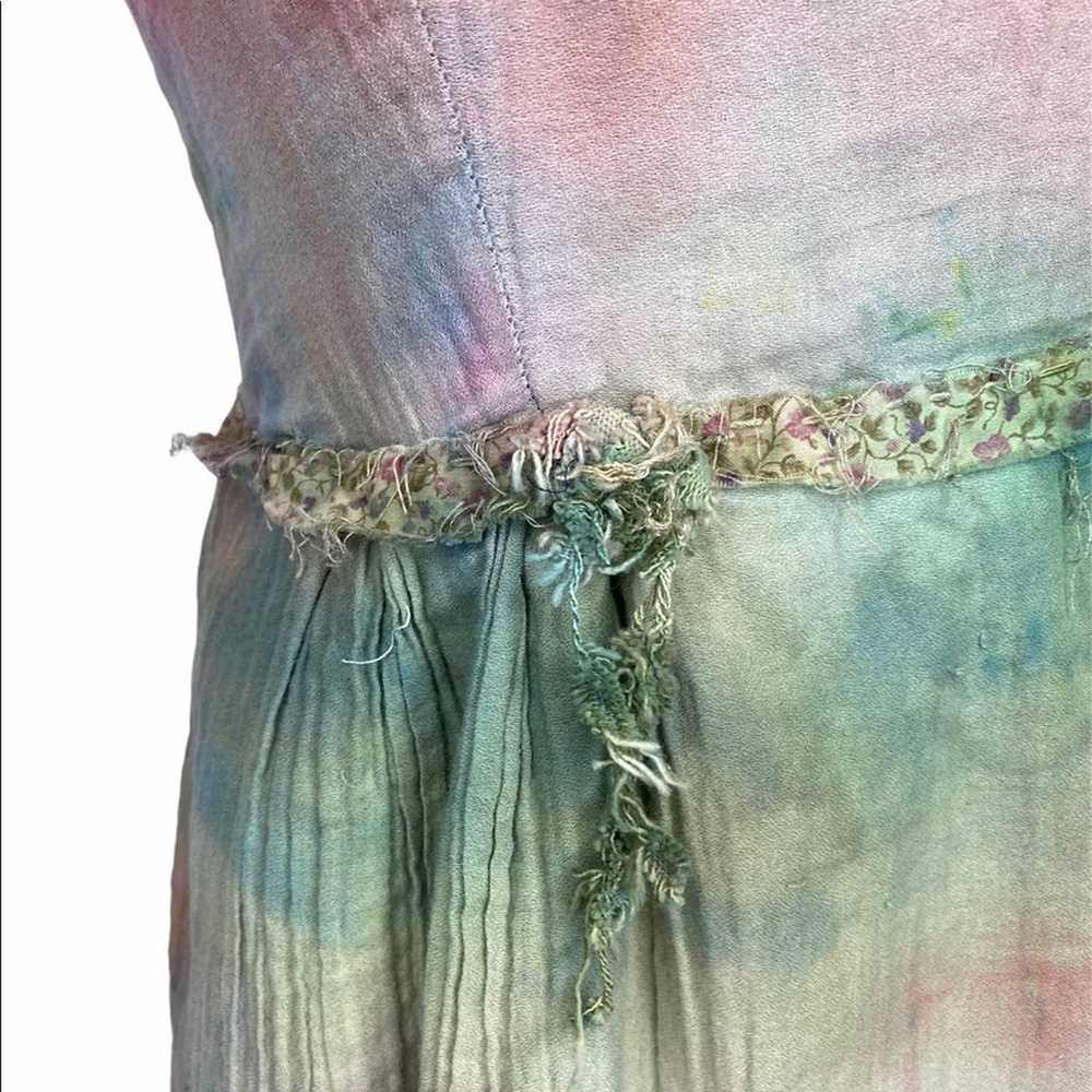 OOAK Cotton Tie Dyed Shabby Art Dress L - image 4