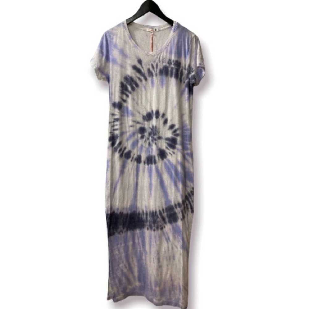Sundry short sleeve navy tie dye maxi dress with … - image 4