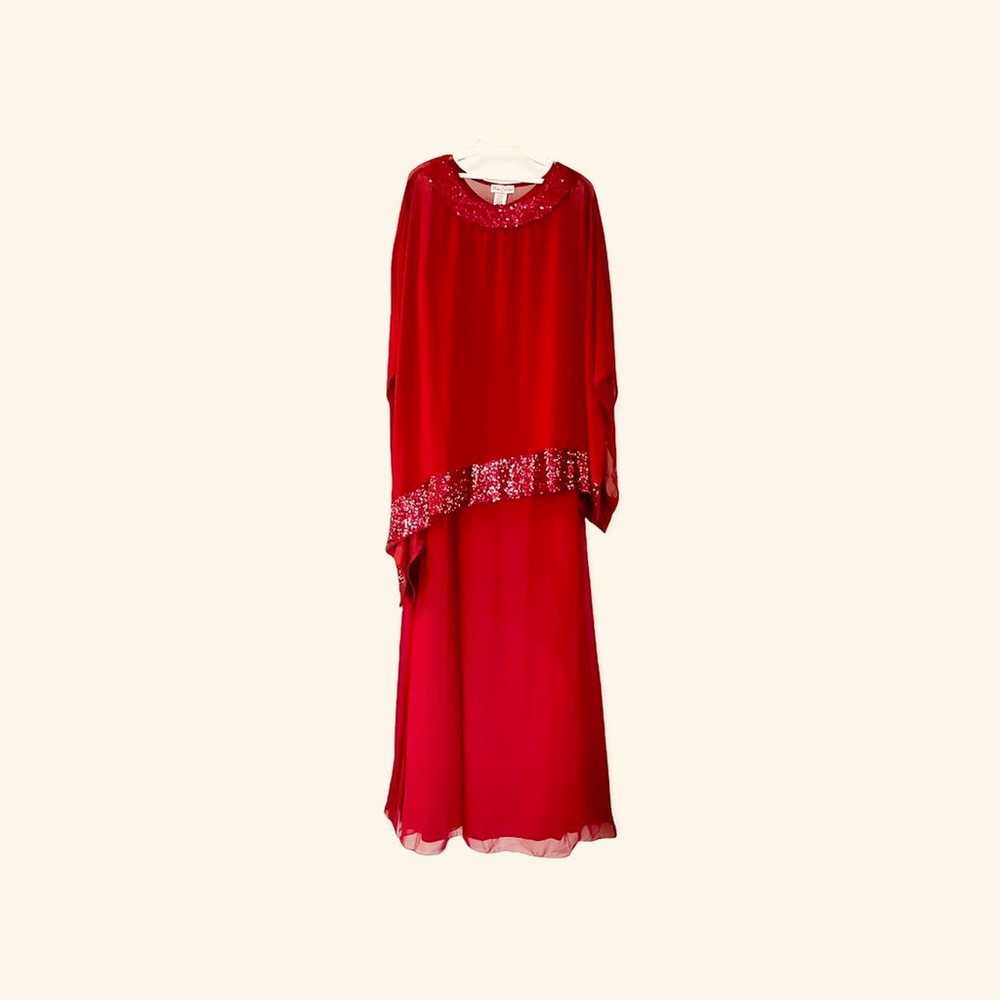 Miss Cristina red chiffon 2pcs dress set long dre… - image 8