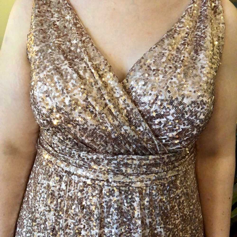 David's Bridal Rose Gold Sequin Bridesmaid Dress … - image 6