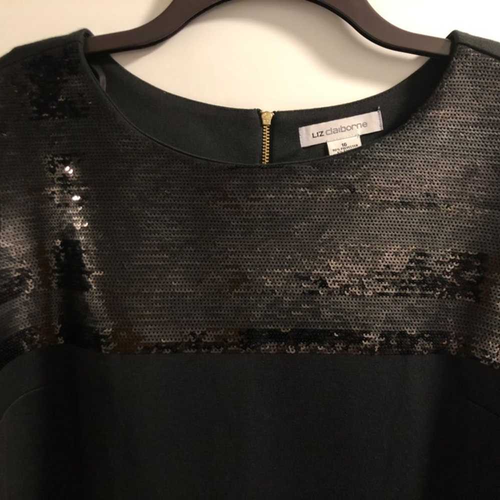 Liz Claiborne Black Knit Sequin Dress - image 3