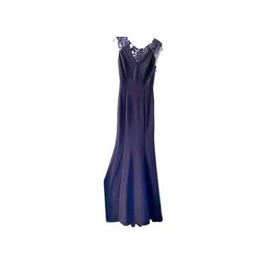 Miss Kim navy blue mermaid sequin gown with lace … - image 1