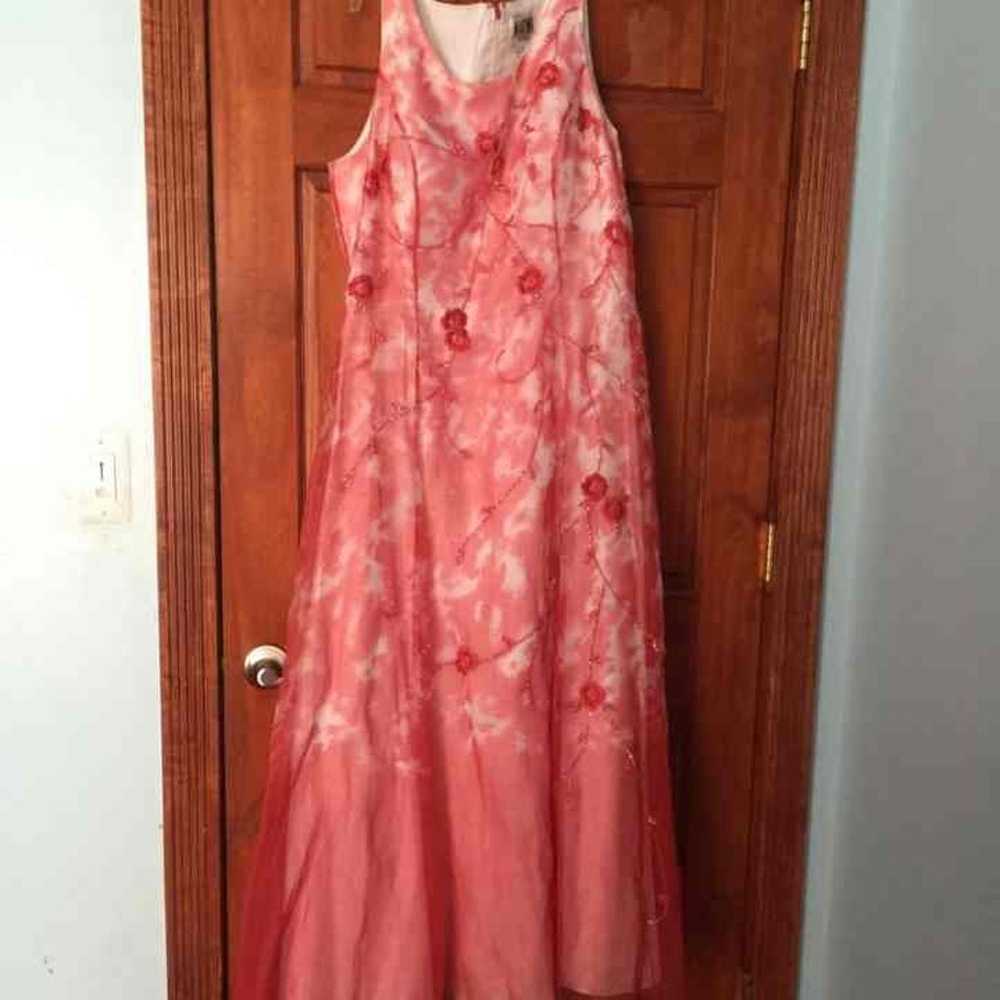 Pink floral gown prom dress - image 1