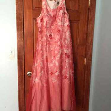 Pink floral gown prom dress - image 1