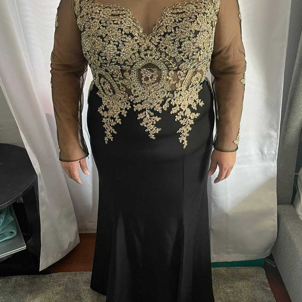 Floor Length black and gold dress - image 2