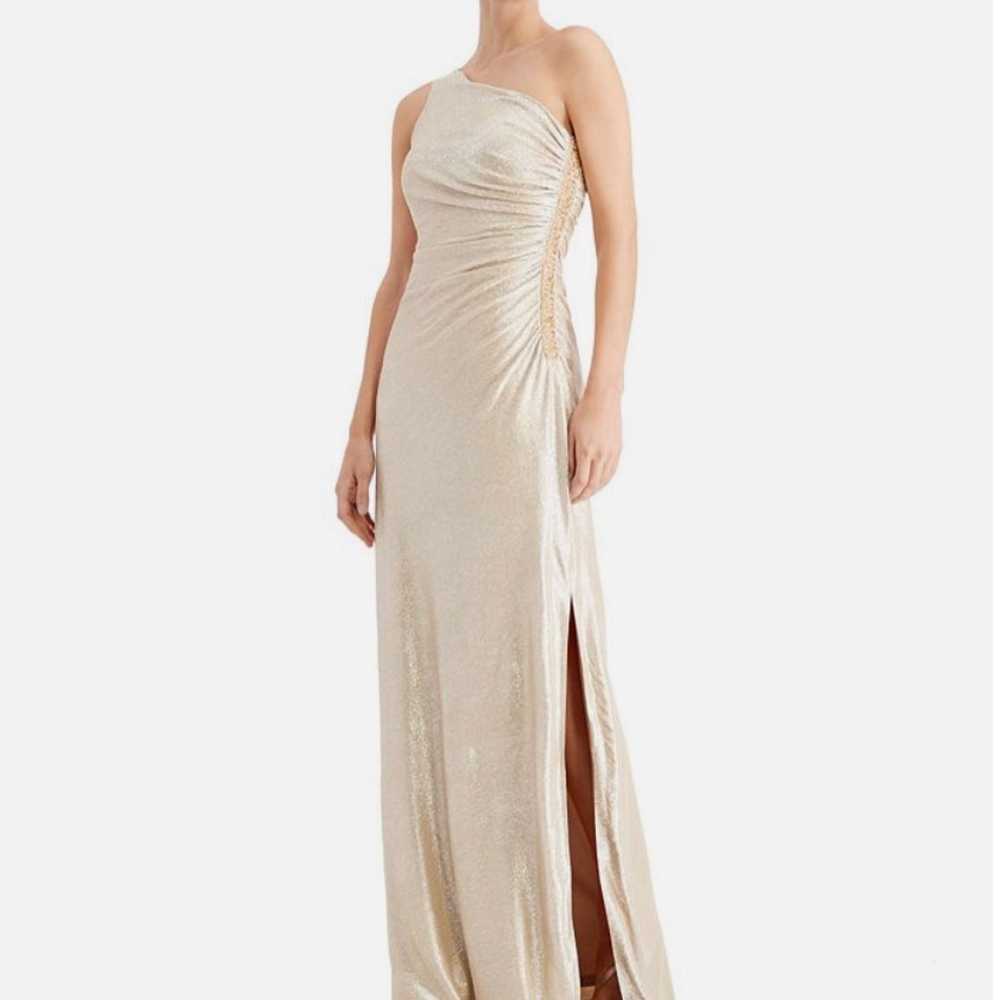 Calvin Klein One-Shoulder Metallic Gown - image 1
