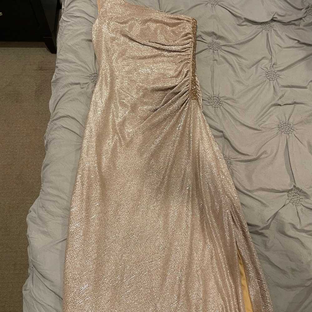 Calvin Klein One-Shoulder Metallic Gown - image 3