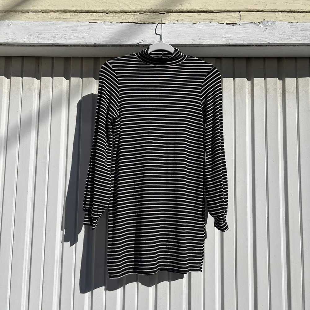 Reformation black and white striped puff sleeve m… - image 1