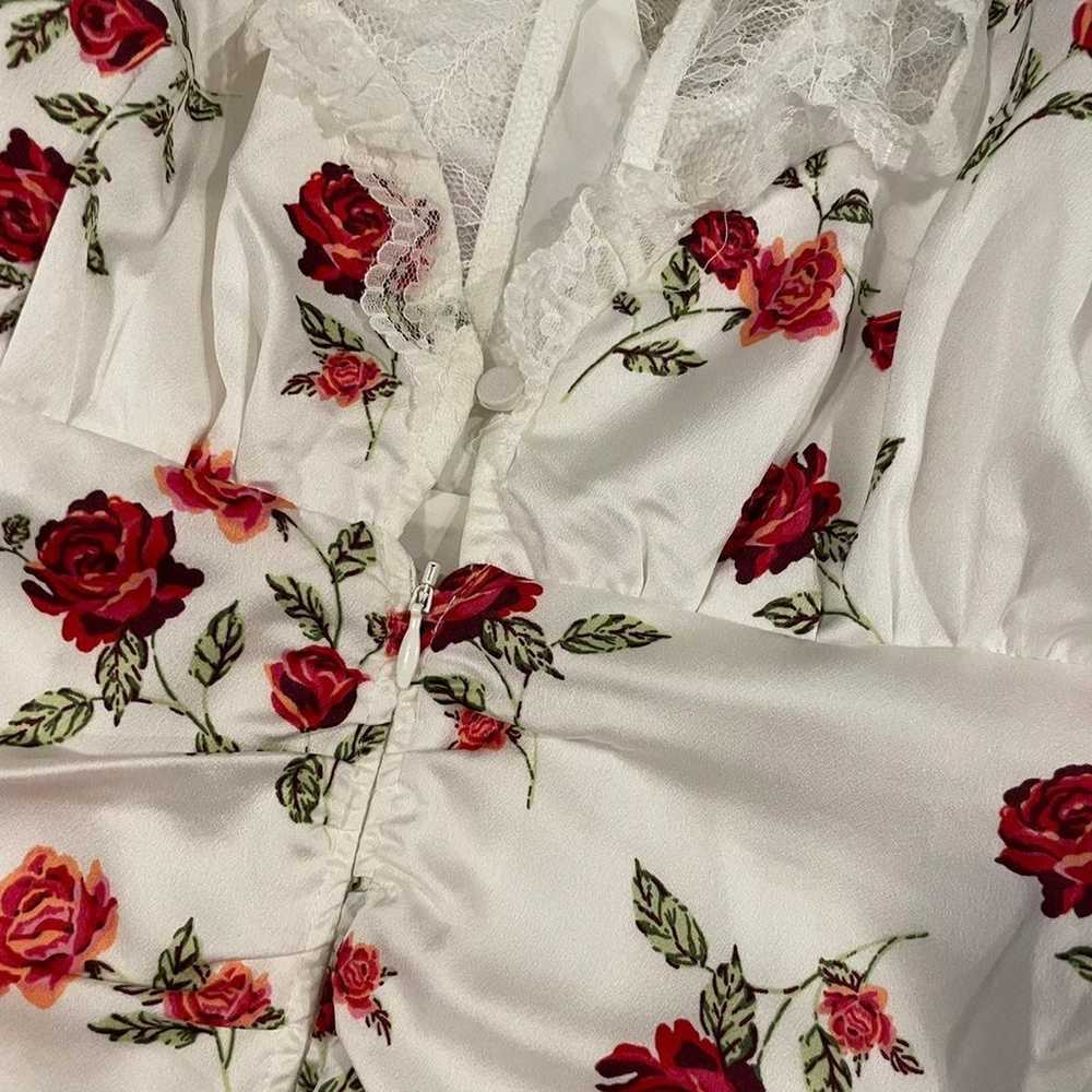 For love & lemons white red rose floral lace long… - image 7