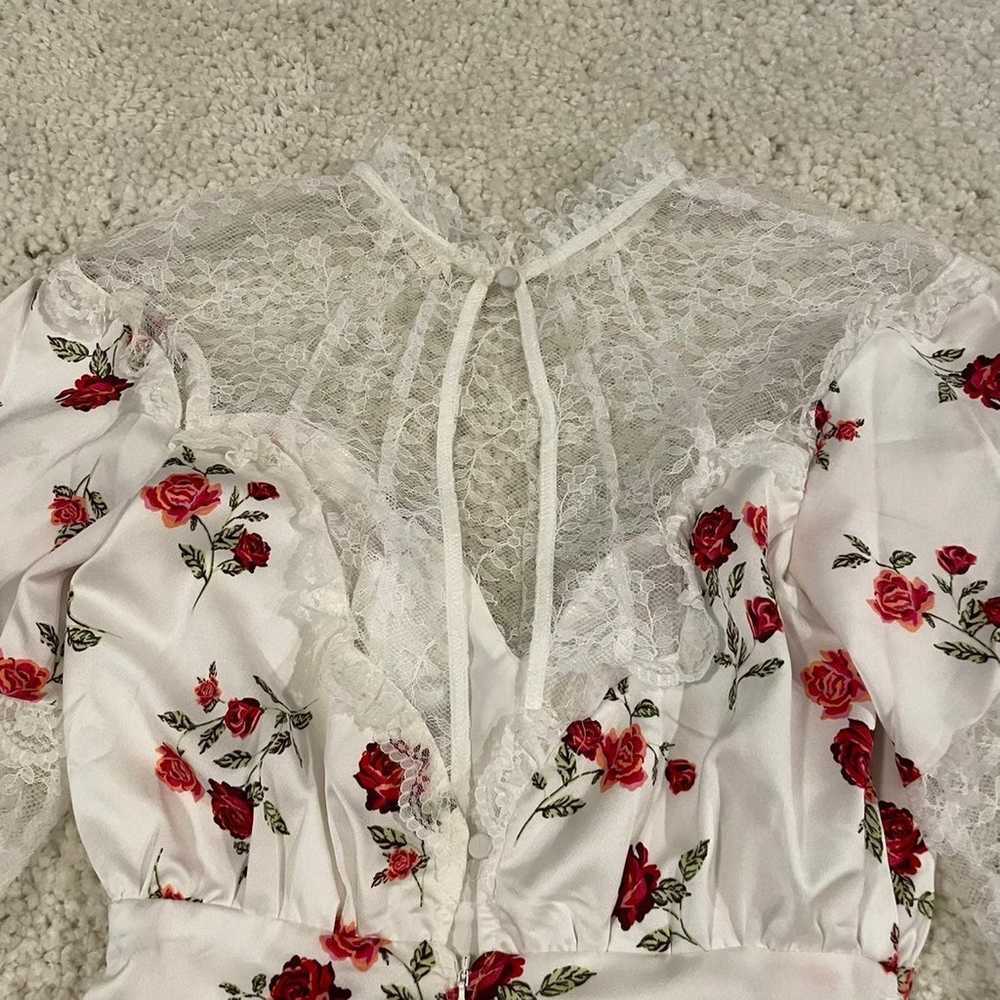 For love & lemons white red rose floral lace long… - image 9