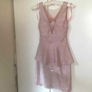 Pink Shimmer Peplum Dress - image 1