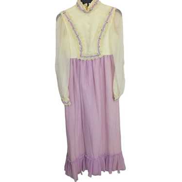 Gunny 70's Prairie Cottagecore Dress Purple Flora… - image 1