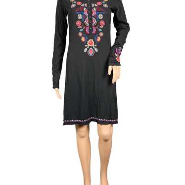 JOHNNY WAS COTTON BLACK FLORAL EMBROIDERED LONG S… - image 1