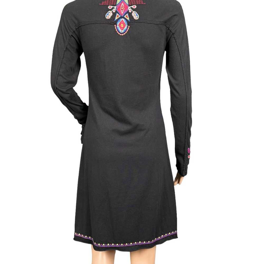 JOHNNY WAS COTTON BLACK FLORAL EMBROIDERED LONG S… - image 2