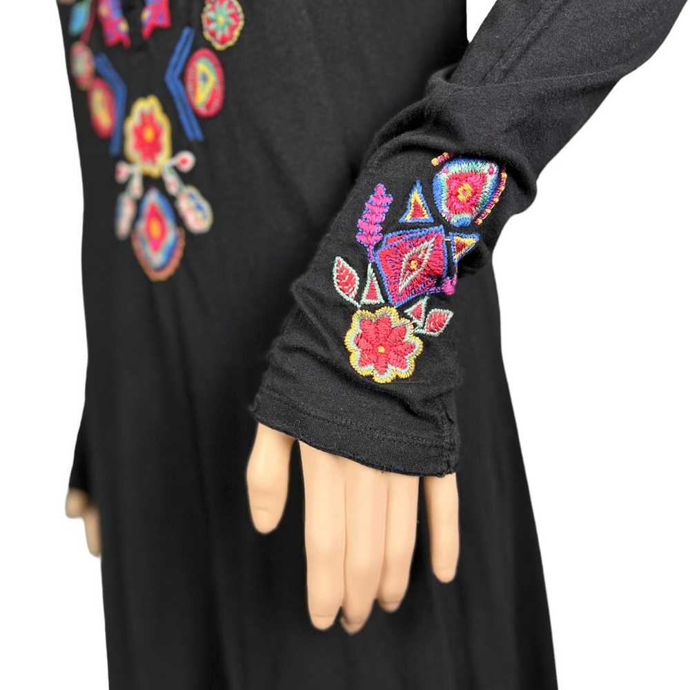 JOHNNY WAS COTTON BLACK FLORAL EMBROIDERED LONG S… - image 3