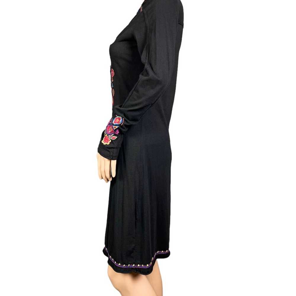 JOHNNY WAS COTTON BLACK FLORAL EMBROIDERED LONG S… - image 4
