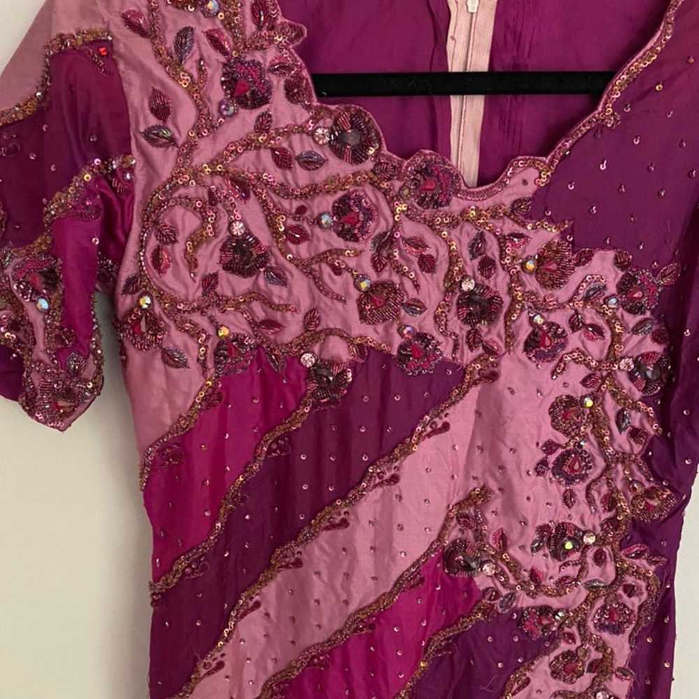Pakistani/Indian 3pc Purple Pink Suit - image 2