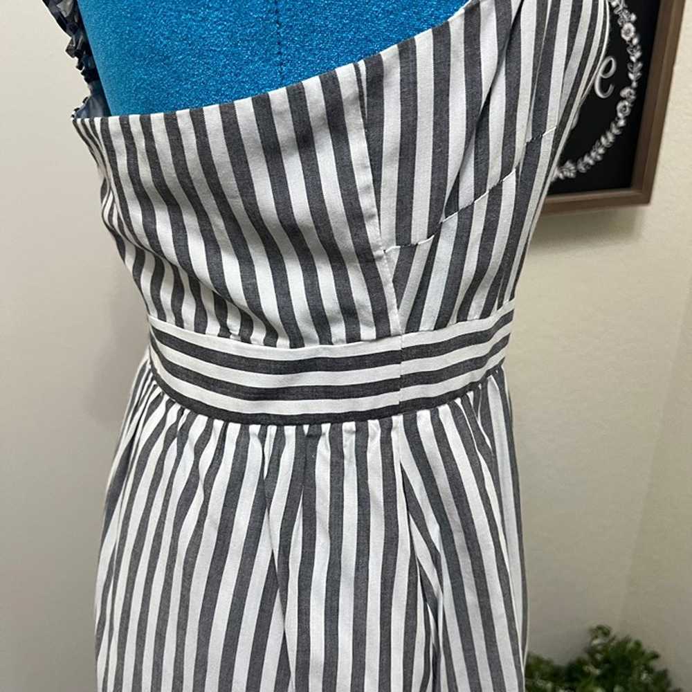Madewell Striped Ruffle Sleeve Pinafore Dress Cot… - image 10