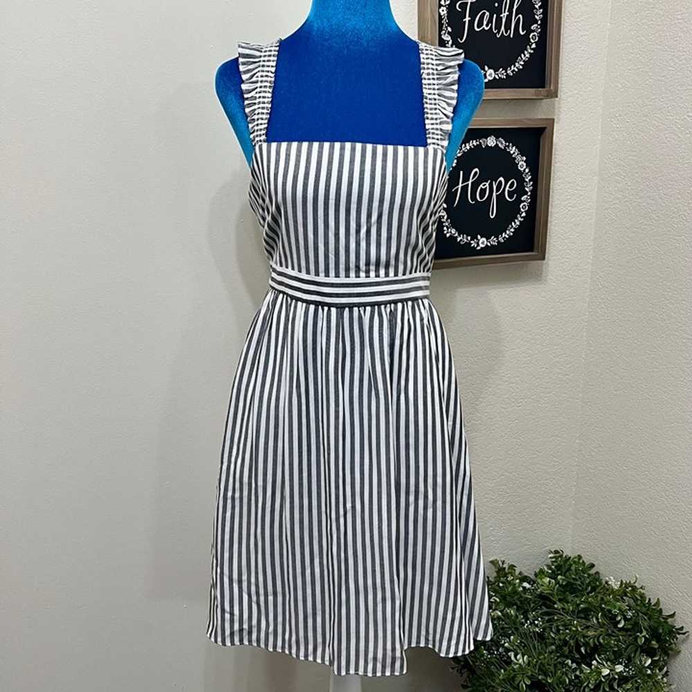 Madewell Striped Ruffle Sleeve Pinafore Dress Cot… - image 1