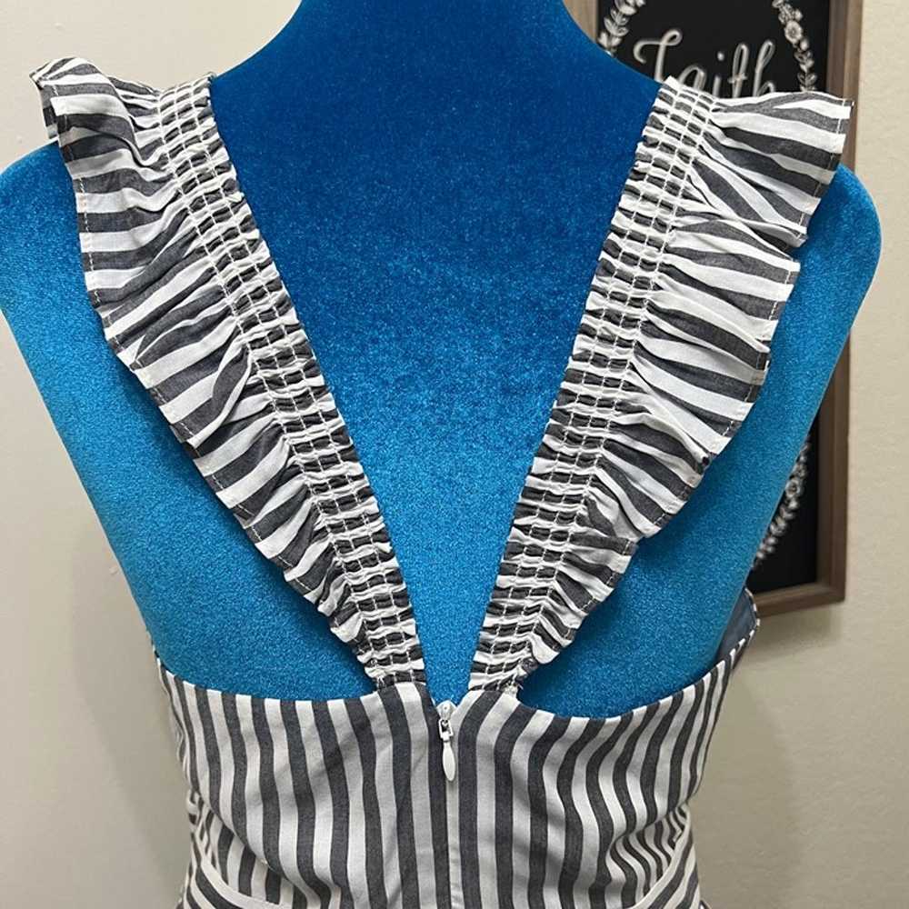 Madewell Striped Ruffle Sleeve Pinafore Dress Cot… - image 3