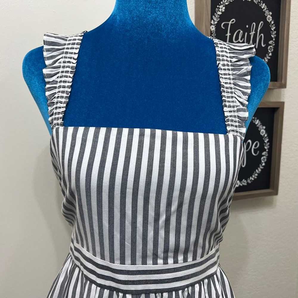 Madewell Striped Ruffle Sleeve Pinafore Dress Cot… - image 4
