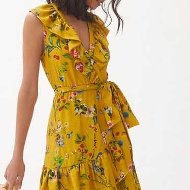 Anthropologie Yellow Floral Wrap Belt Maeve Dress… - image 1