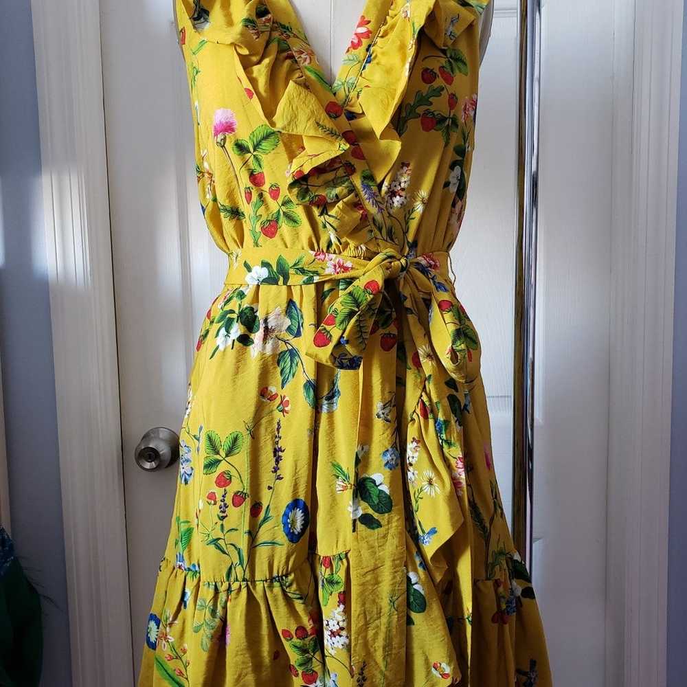 Anthropologie Yellow Floral Wrap Belt Maeve Dress… - image 7