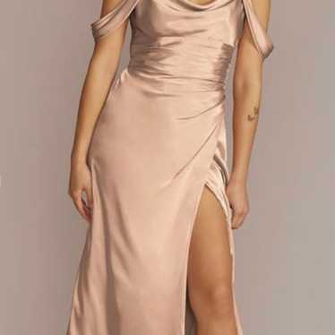 charmeuse cowl bridesmaid dress with swag sleeves - image 1