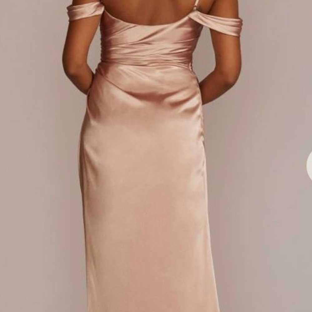 charmeuse cowl bridesmaid dress with swag sleeves - image 2