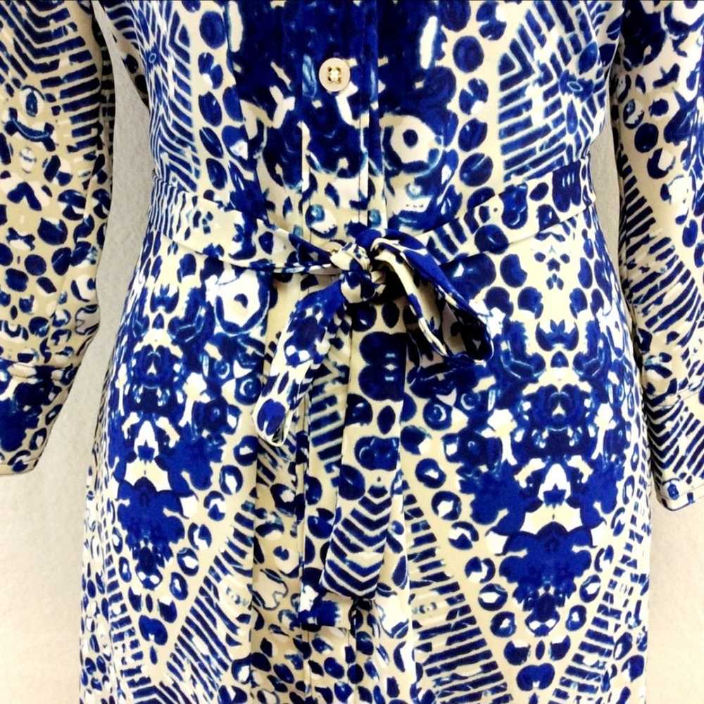 CAbi 422 Blue Cream Jewel Shirt Dress Women's Sma… - image 6