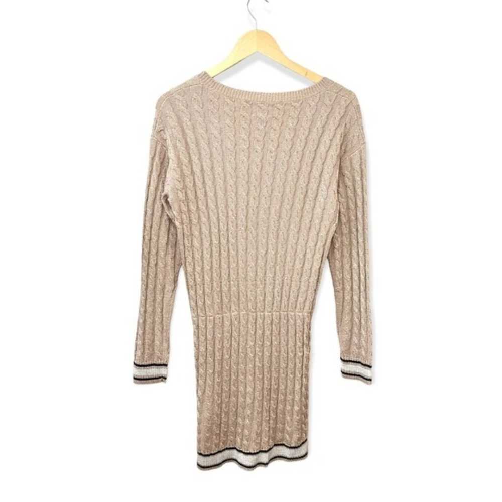 SAYLOR Varsity Cable-knit Sweater Dress Tan Gold … - image 2