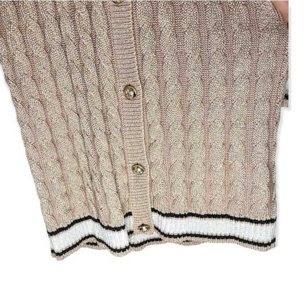 SAYLOR Varsity Cable-knit Sweater Dress Tan Gold … - image 5