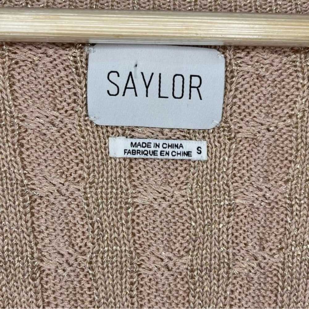 SAYLOR Varsity Cable-knit Sweater Dress Tan Gold … - image 7