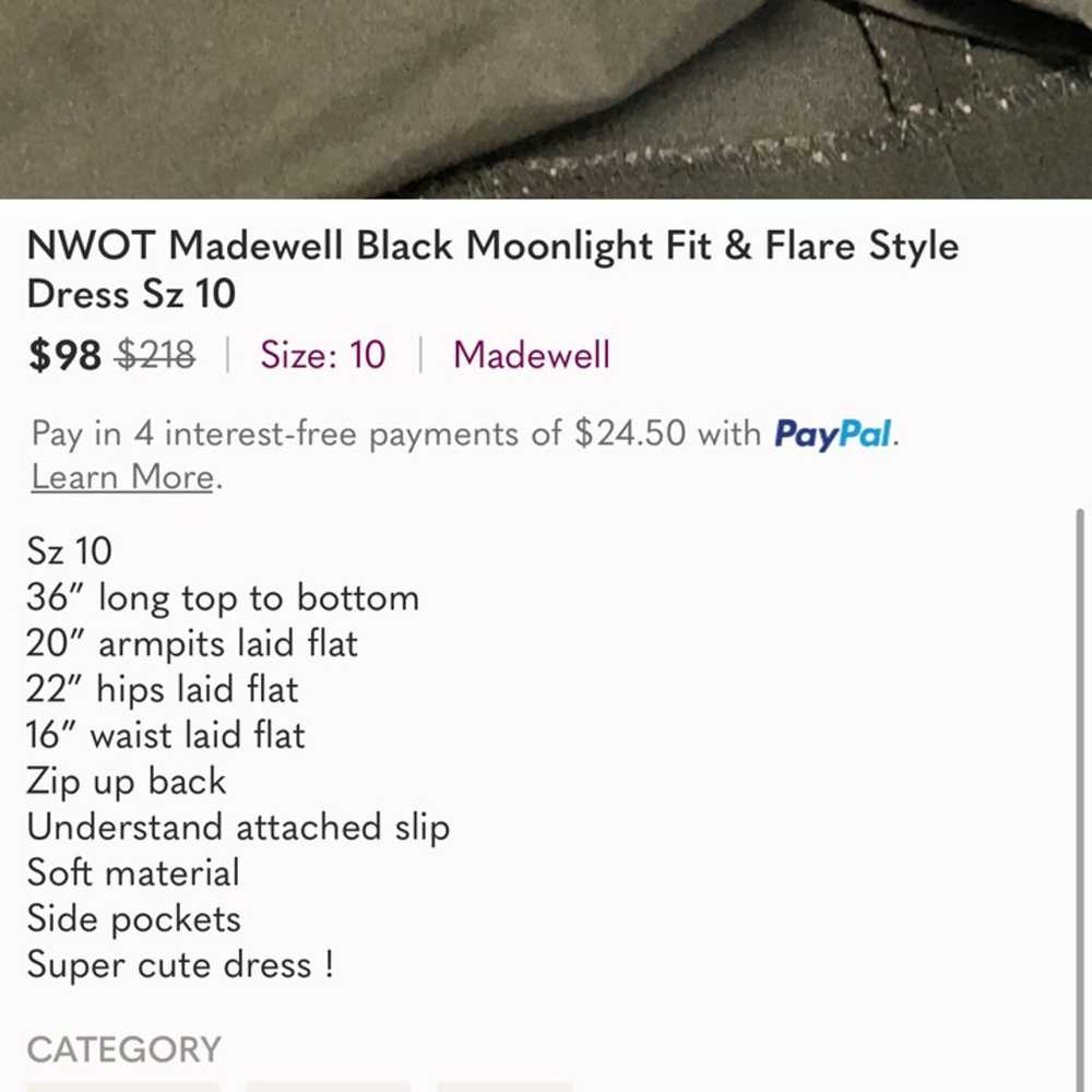 NWOT Madewell Black Moonlight Dress Sz 10 - image 12