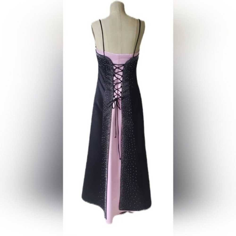 BETSY & ADAM pink & black satin ball gown - image 3
