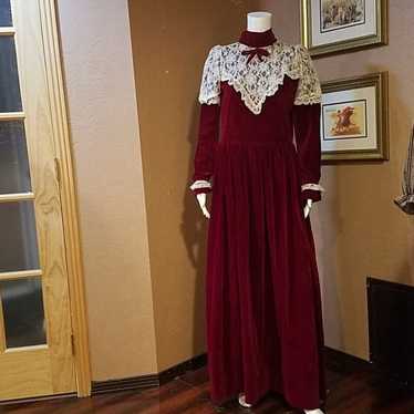 Costume handmade retro 1900s velvet dress - image 1