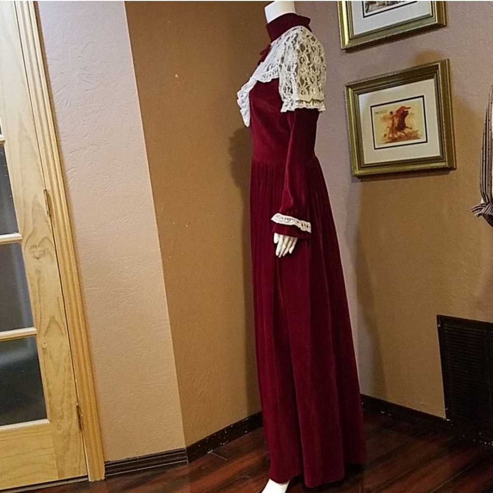 Costume handmade retro 1900s velvet dress - image 3