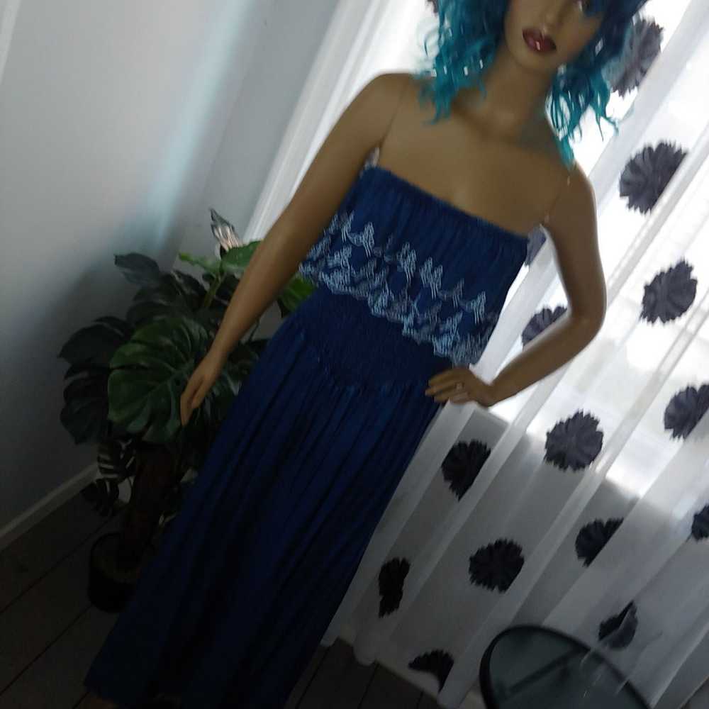 Elan Blue Maxi Strapless Beach Dress M - image 10