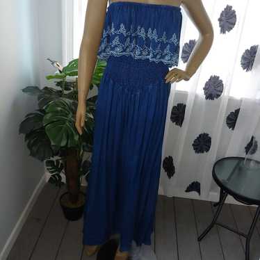 Elan Blue Maxi Strapless Beach Dress M - image 1