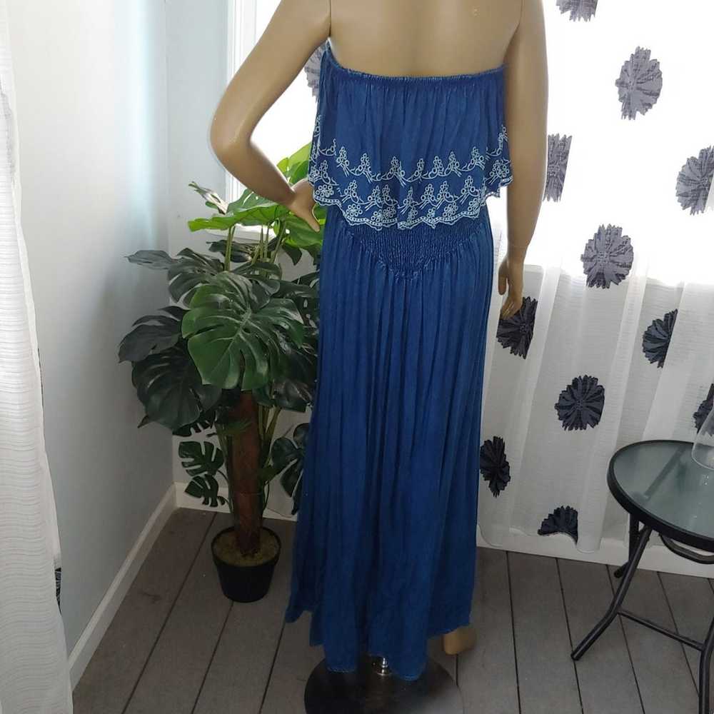 Elan Blue Maxi Strapless Beach Dress M - image 2