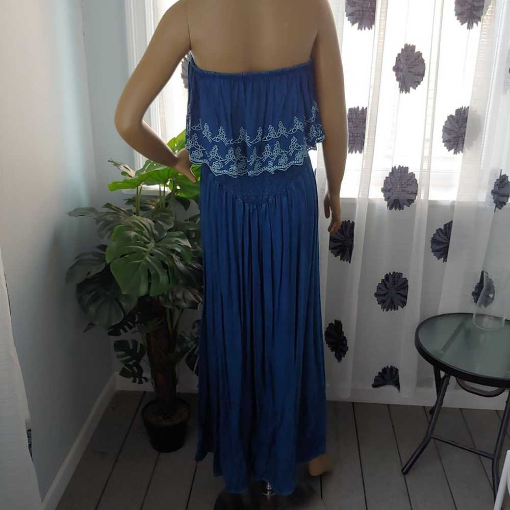 Elan Blue Maxi Strapless Beach Dress M - image 3