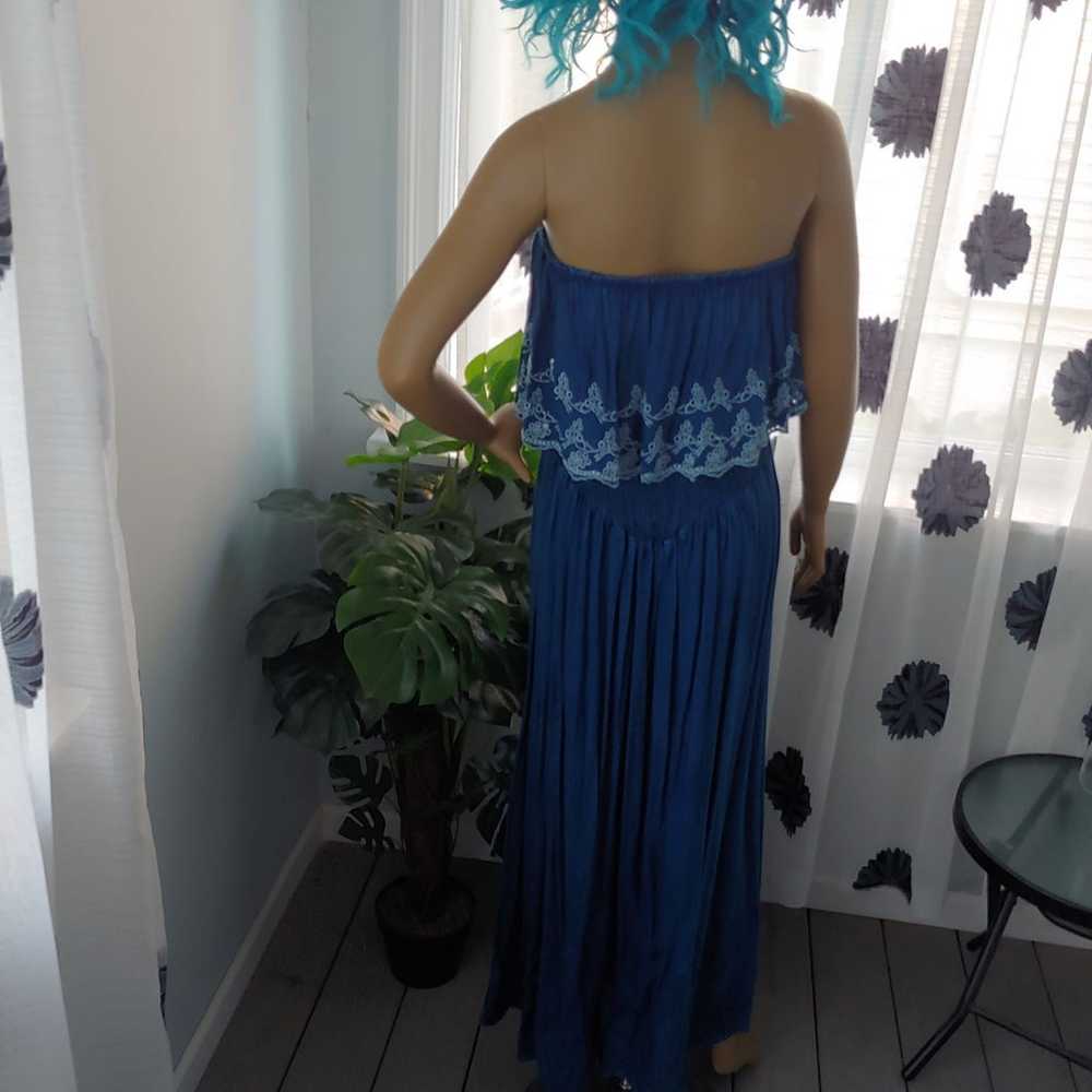 Elan Blue Maxi Strapless Beach Dress M - image 4